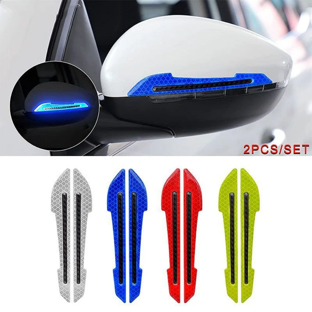 Car Reflective Stickers Warning Strip Tape Traceless Protective Car Sticker Warn Car Rearview Mirror Exterior Auto Accessories