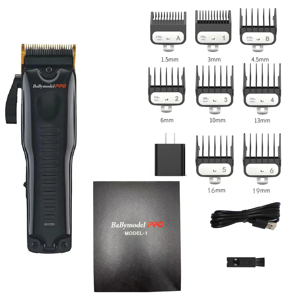 Babymodel PRO Men's Professional Barber Shop Hair Salon Hair Clipper Trimmer Shaver Set 7500RPM Powerful Motor DLC Alloy Blade