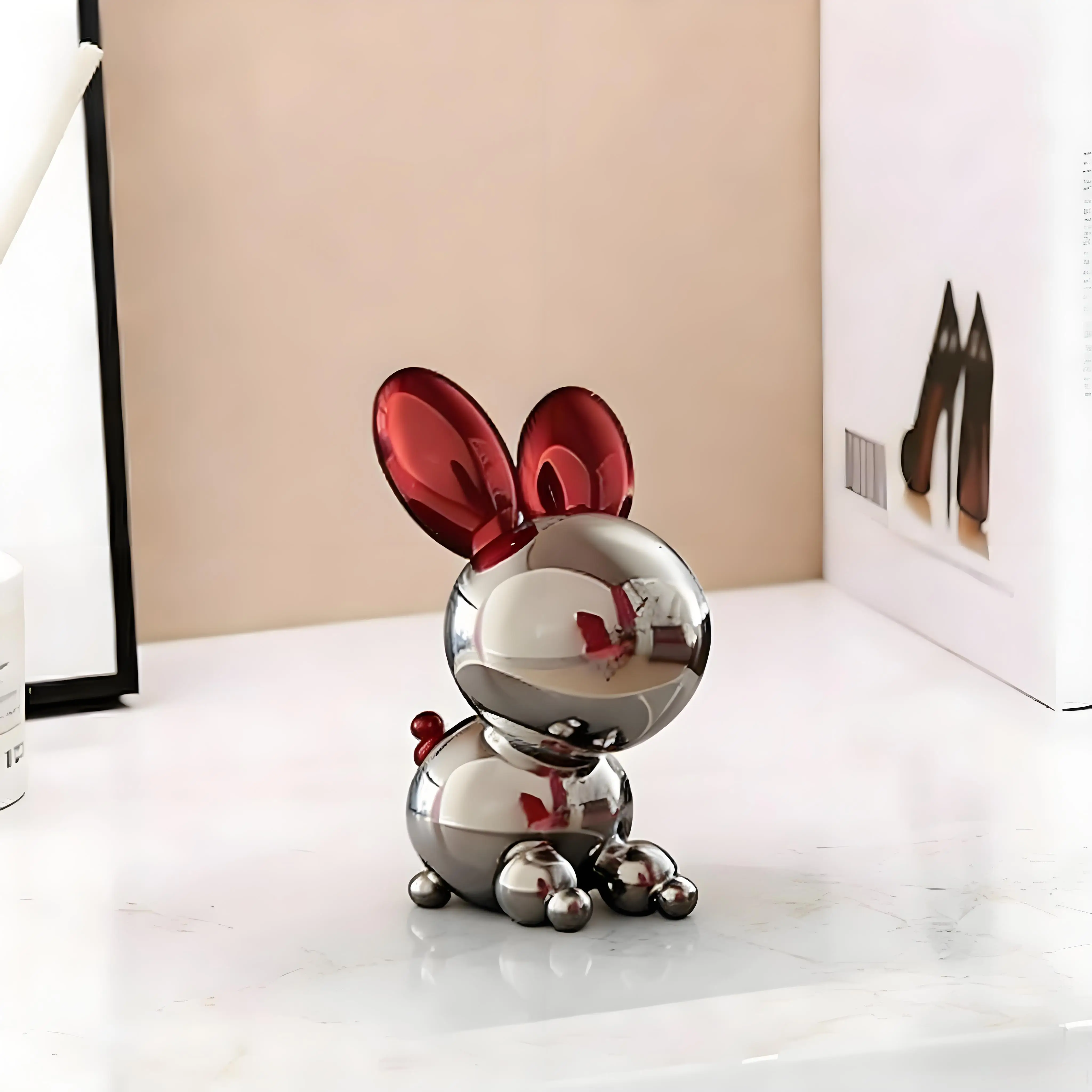 za-Modern Art Decorative Plated Stainless Steel Rabbit Sculpture Christmas Ornaments Personalized for Home Party Festival%