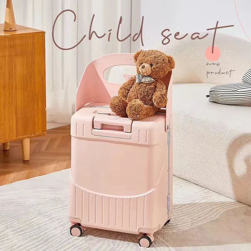 Kids Seat Suitcase Children's Travel Luggage parent-child Boarding Box Trolley Case Large size Password 20/22/24 Inch Suitcase