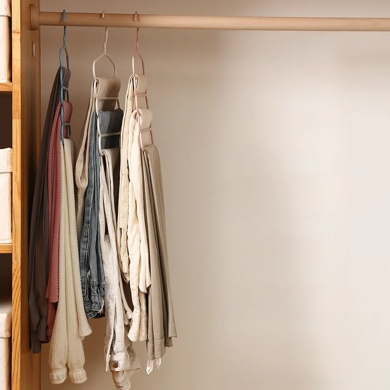 5 Layers Pants Towel Scarfs Racks Storage Organization Clothes Hangers Trousers Hangers Holders Closet Storage Organizers