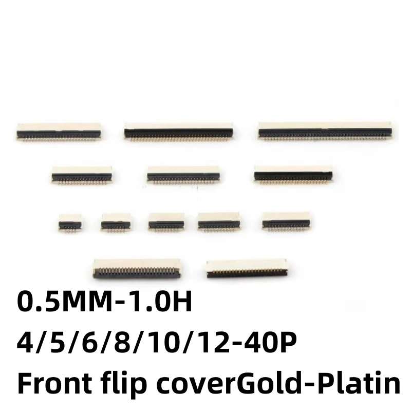 

10PCS FPC FFC connector 0.5mm Flat cable PCB connectors Rear flip cover Gold-Plating 4P 5P 6P 7P 8P 9P 10P-40