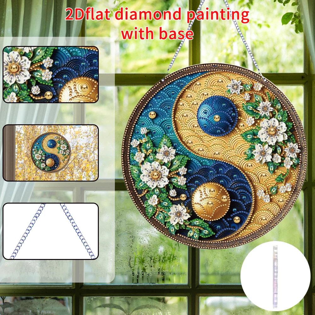 Rhinestone Diamond Art Window Pendant DIY Craft Kit Home Decor Creative Resin Classic Style for Personalized Gift