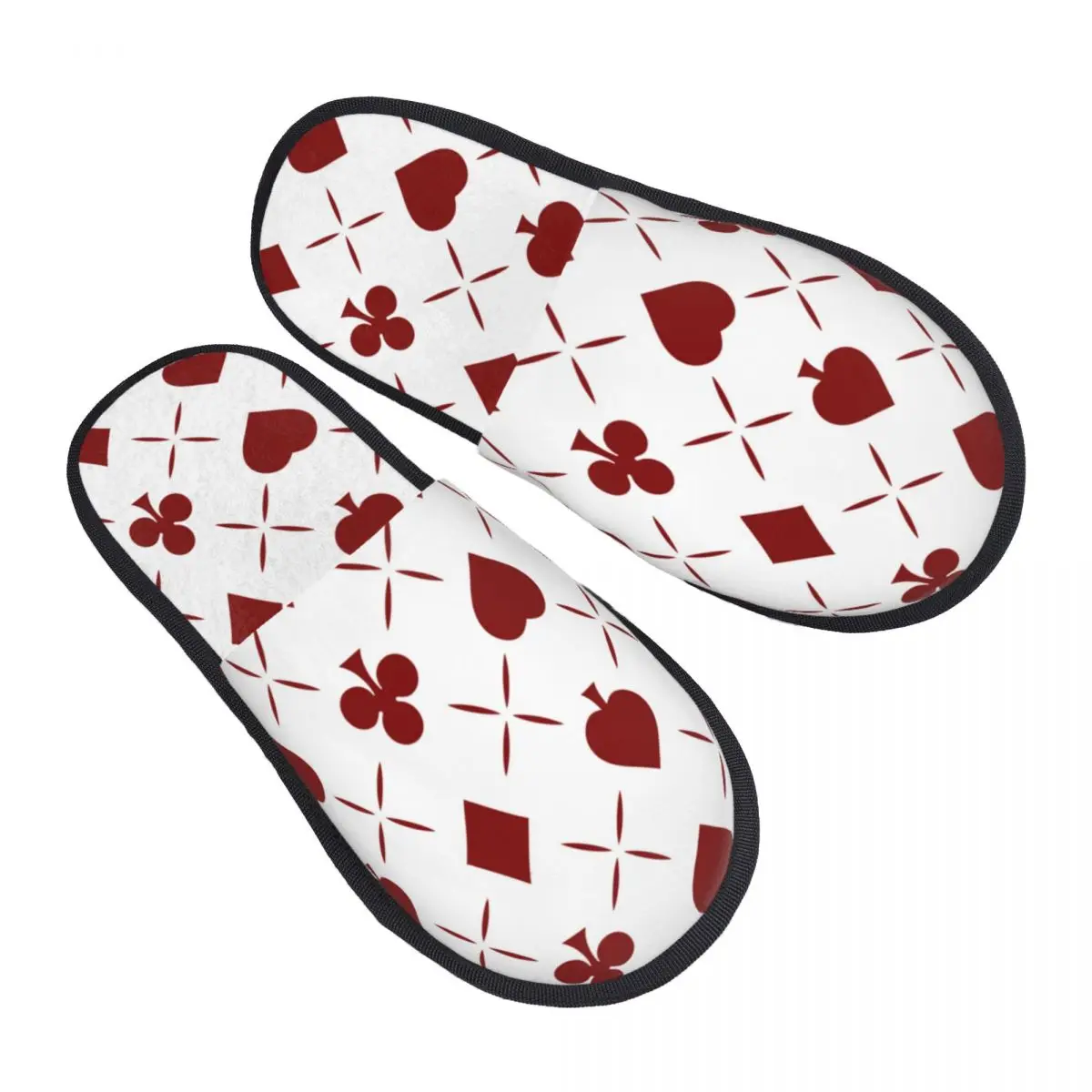 Winter Women Men Non-Slip Flat Slippers Red Poker Hearts Clubs Spades And Diamonds Indoor Fur Soft Warm Shoes