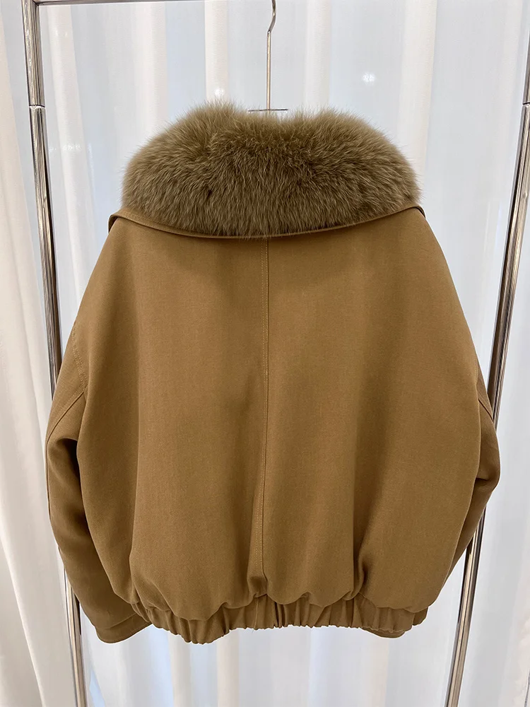 2025 mode Frauen Winter Natürliche Fuchs Pelz Kragen Parka Mäntel Gans Unten Jacke Outwear Weibliche Mäntel Puffer Jacken Heißer Verkauf