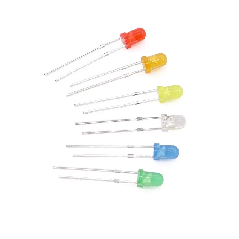 Perle LED à Insertion Directe, Haute Luminosité, Cheveux Blancs, Blanc, Bleu, Rouge, Vert, Jaune, Orange, Rose, 3mm