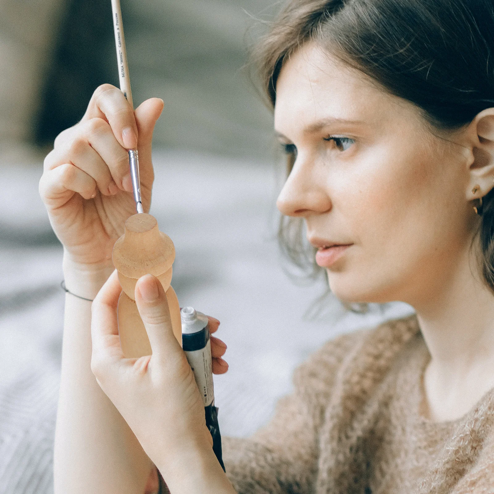 30 قطعة ربط خشبي غير مكتمل شخصيات صغيرة دهان داي الحرف اليدوية الديكور الإبداعي للأطفال الحرفية هدية الوالدين والطفل #3