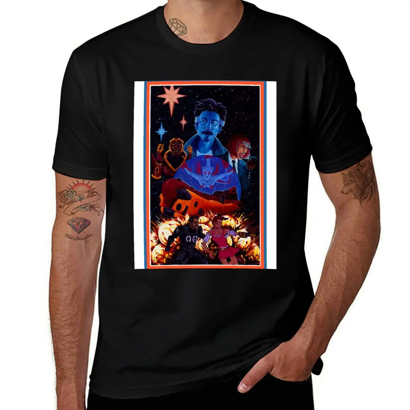 Dimension 20 A Starstruck Odyssey - Scan of Hand-painted poster T-Shirt Relaxed Fit Casual Short Sleeve Top T-Shirt