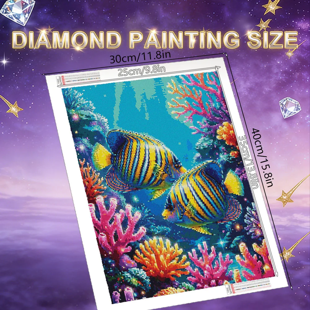 Frameless, Sea Ocean Animal 5D Diamond Painting Underwater Coral Reef Tropical Fish Diamond Mosaic Handmade Full Kits Diy Gift
