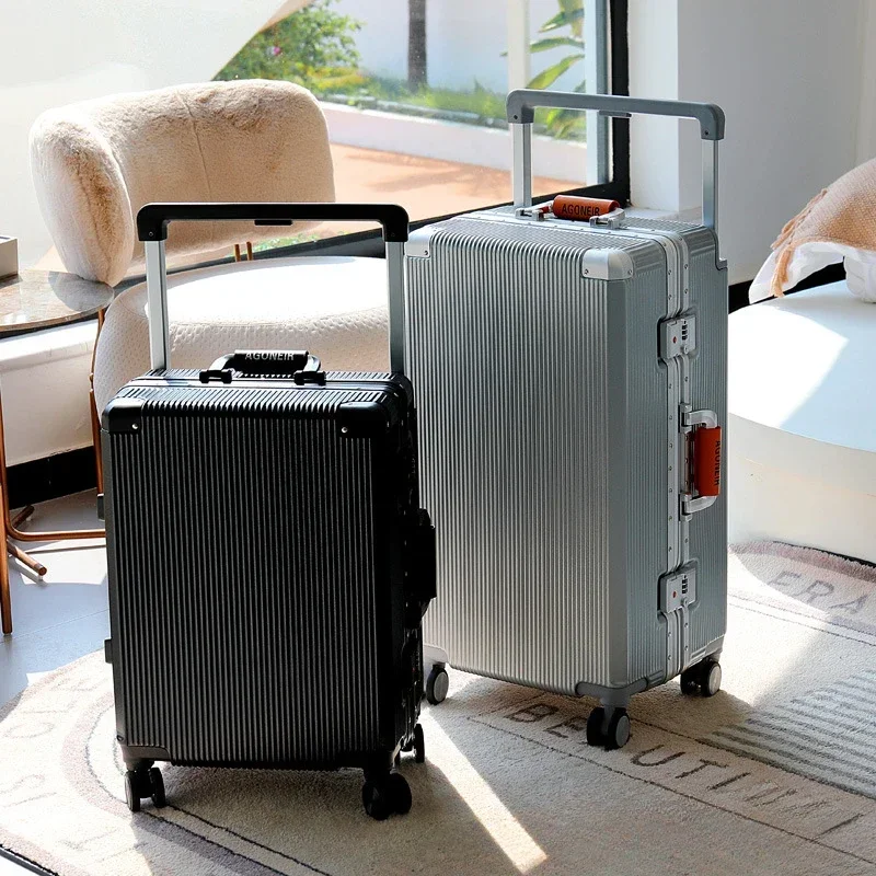 Mode Roll gepäck breiter Griff Reisekoffer Unisex Kofferraum große Kapazität leise Universal rad Aluminium Frame trolley case