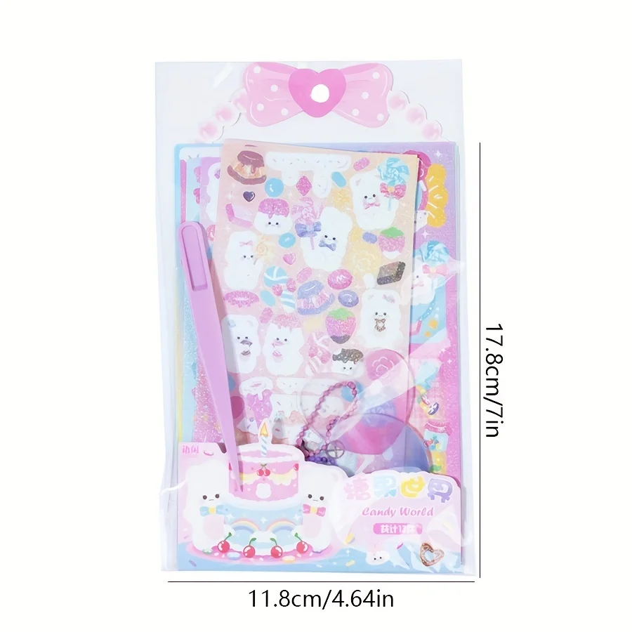 13pcs Shiny Kawaii Cartoon Animal Card Sticker Set for Collage Journaling Scrapbooking DIY Photos