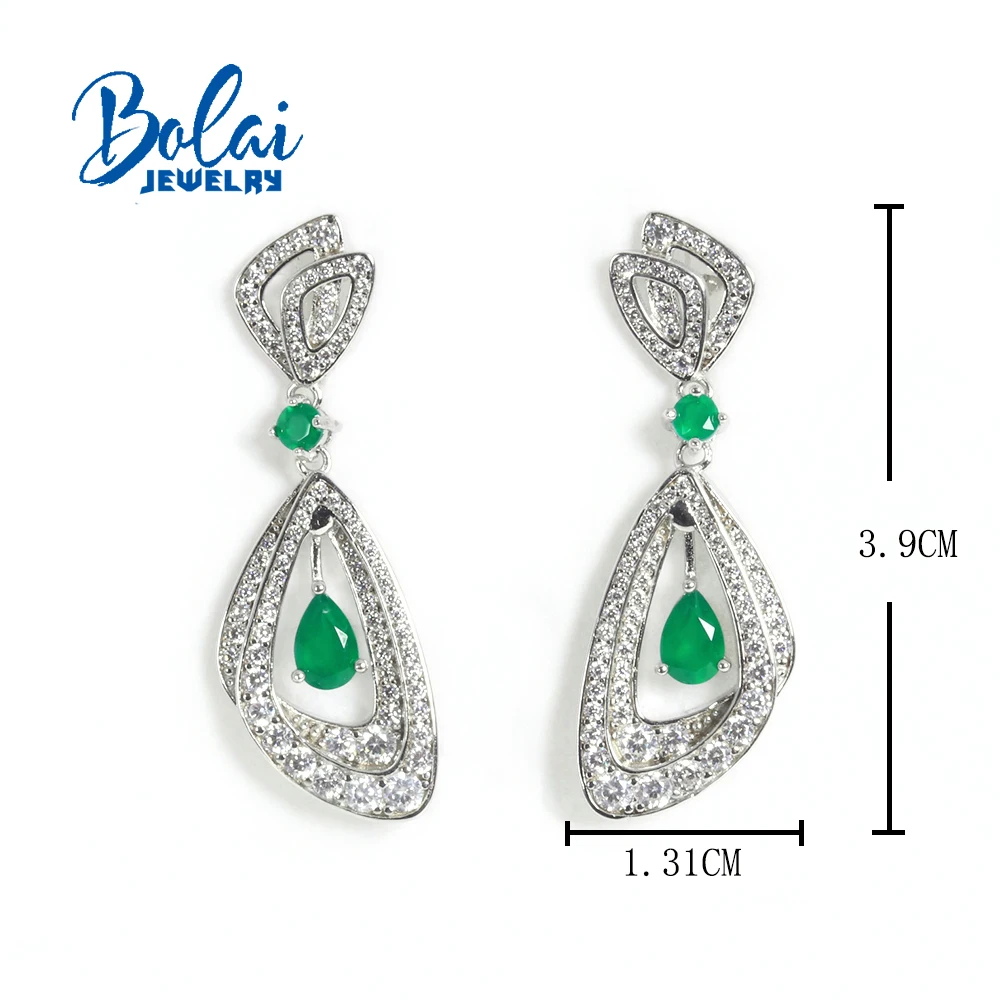 Brincos de prata 925 de ágata verde natural com design lindo e elegante para mulheres e meninas, presentes de festa e feriado