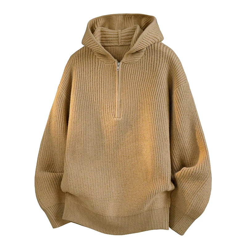 Fashionable Trendy Knitted Hooded Pullover Sweater Men's Home Casual Pullover Sweater Is Top Leisure Men's Knitted Sweater