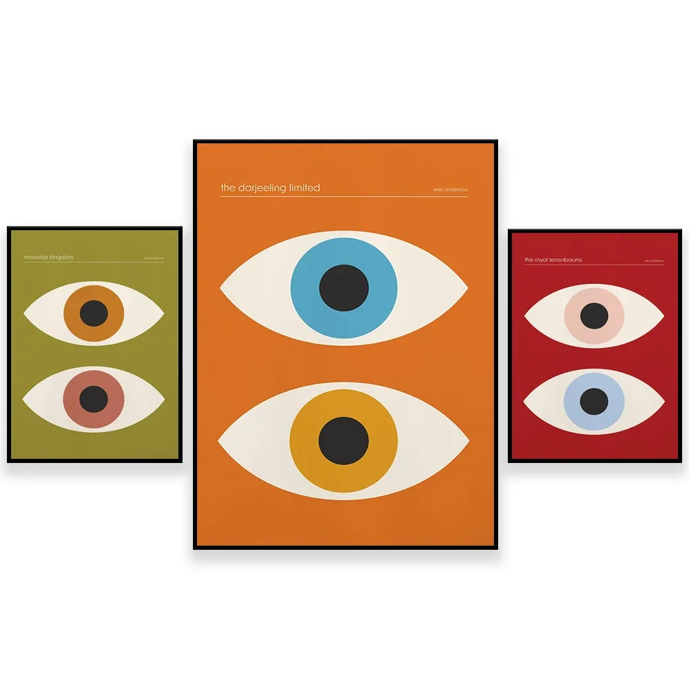 Wes Anderson print, Bauhaus 1919 geometric eye, mid century modern print decorative canvas print poster