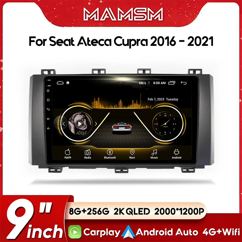 

Car Radio For Seat Ateca Cupra 2016- 2021 Multimedia Video Player AI Voice 4G GPS Carplay Auto Navigation stereo Android No 2din