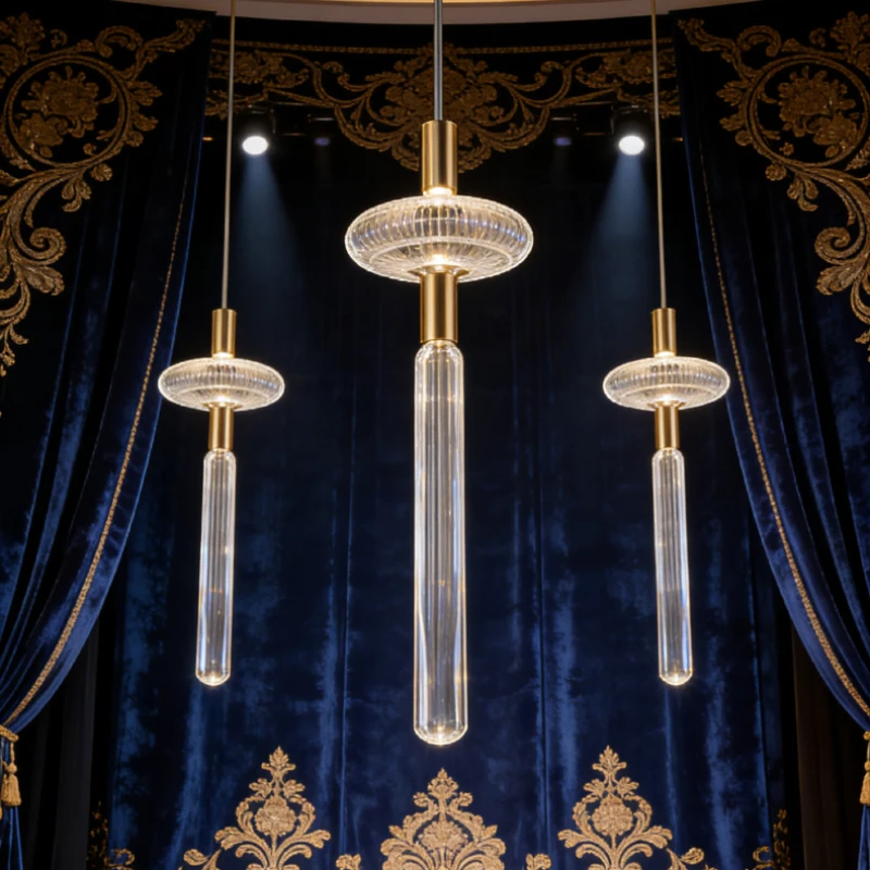 

Modern Clear Glass Pendant Lights 53cm Gold Metal Chandelier Home Art Deco For Bedroom Foyer Kitchen Dining Room