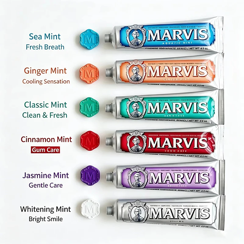Hot Sales Marvis Long-lasting Fresh Breath Lingering Fragrance Mint Toothpaste Tooth Gentle Whitening Beauty Remove Smoke Stains