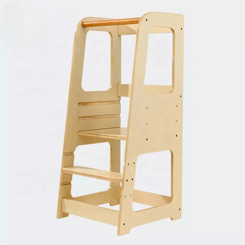 

Toddler Learning Tower Kitchen Step Stool Adjustable Height Kids Wooden Kitchen Helper