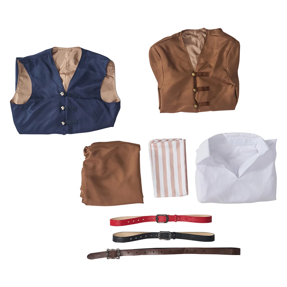 Filme jack cosplay traje masculino capitão jaqueta calças com cinto pirata conjunto completo uniforme halloween carnaval festa outfits