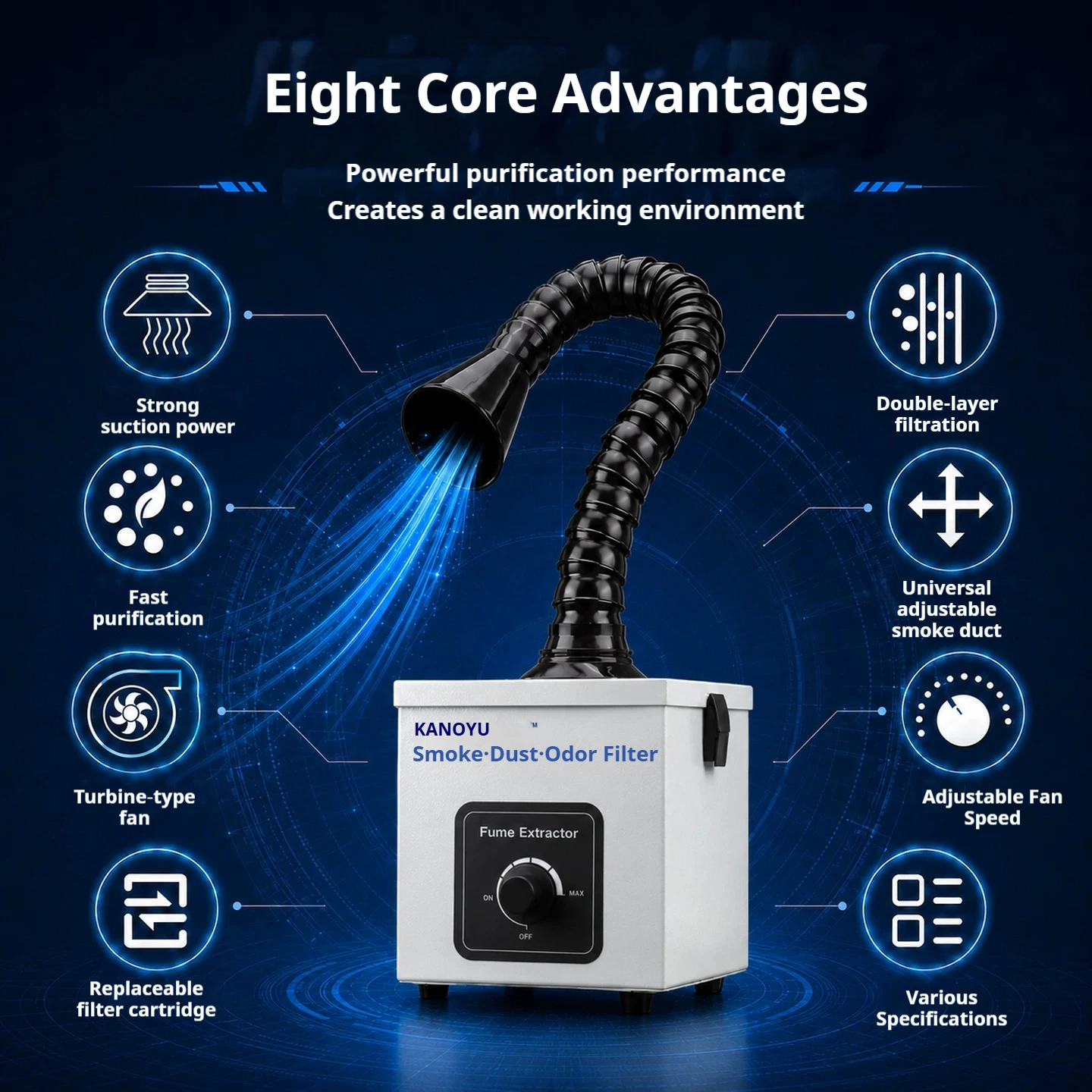 Industrial Smoke Purifier Desktop Welding Filter Dust Collector for Laser Marking Iron Soldering Machine