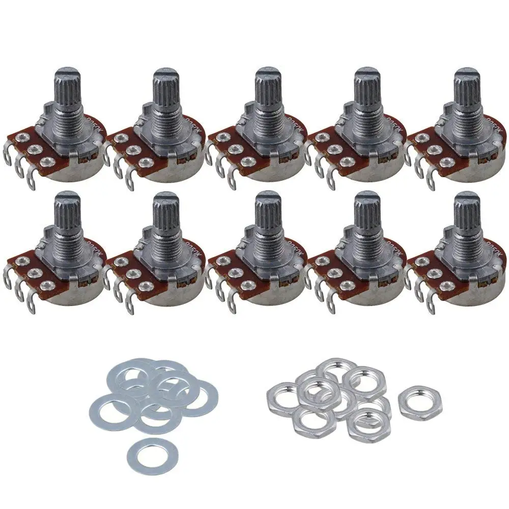 10PCS A250K 16mm Base 15mm Shaft Electric Guitar Tone Potentiometer