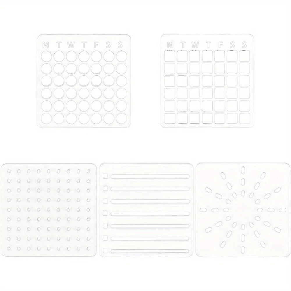 5 Stück wiederverwendbare Acryl-Journal-Schablonen, quadratisches Gitter, runde Punktmuster für Mini-Kalender, Planer, Scrapbooking, Bastelbedarf