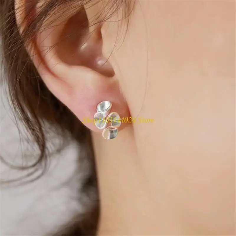 N5KE Ruffle Statement Earrings Modern Ear Jewelry Woman Earring Stylish Studs Earring