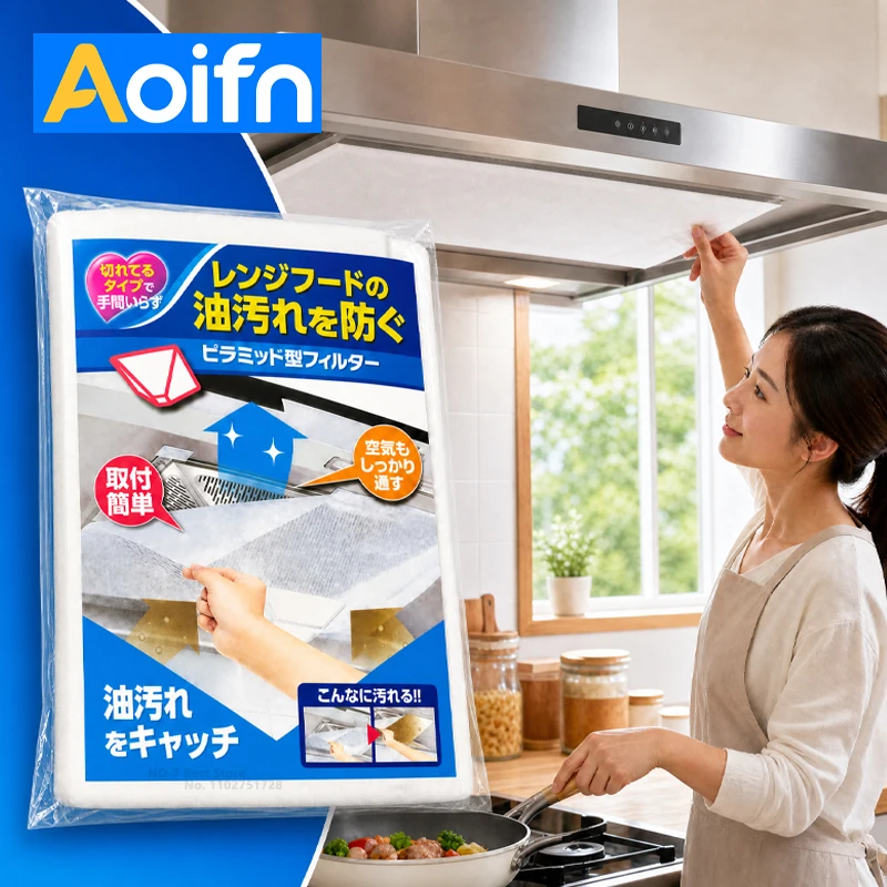 12-48Pcs Disposable Hood Oil Filter Paper Non-woven Cooker Hood Extractor Fan Filter Kitchen Hood Grease Anti Oil Cotton