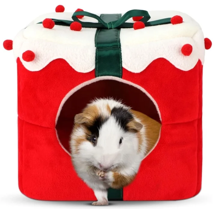 

Christmas Rabbit Bed Large Hamsters House and Hideouts Cozy Small Animal Bed Warm Guinea Pig House