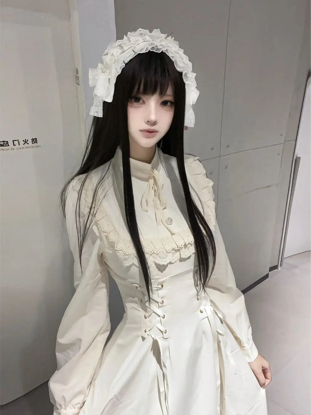 

SOIOMES French Gentle Style Lace Long Sleeved Dress with Spring and Summer Temperament, Cinching Long Dressfor Women