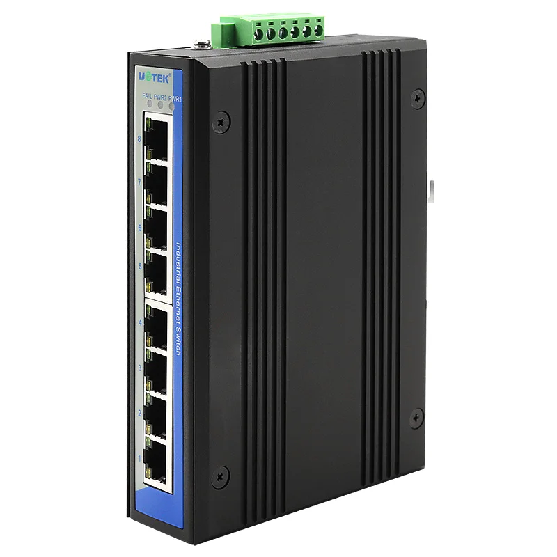 UOTEK 10/100/1000M 8 Ports RJ45 Network Unmanaged Industrial Ethernet Switch DIN-Rail UT-6408G