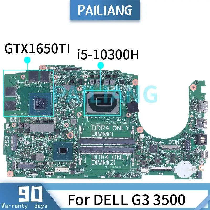 

19795-1 For DELL G3 3500 Laptop Motherboard 028HKV 28HKV 0HW9CF 0HN4GN 0H1G65 Notebook Mainboard I5 I7 10th N18P GTX1650/1650Ti