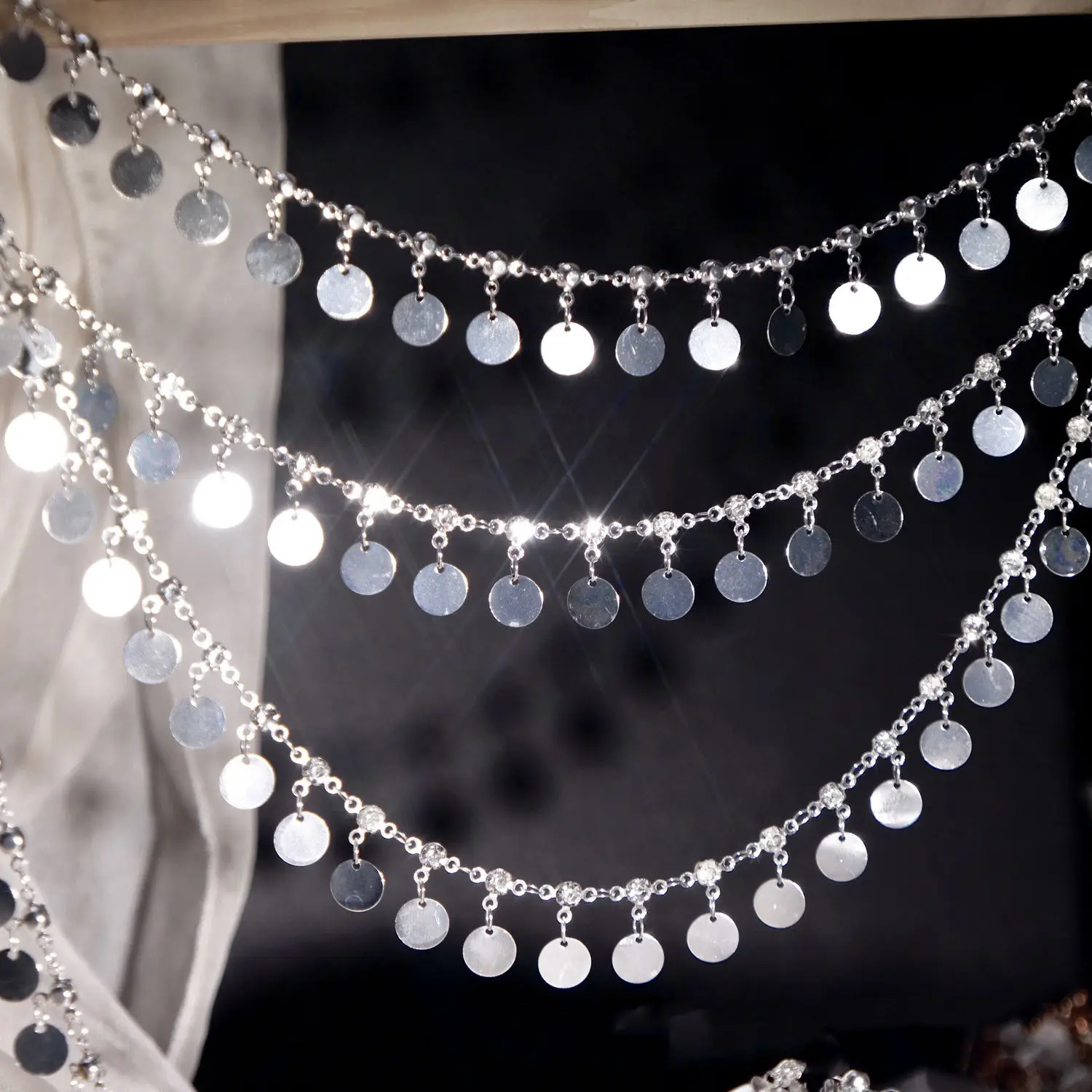 Nowy 1M2M Linlang Rhinestone okrągły kawałek miedziany łańcuszek kostium taneczny brzucha łańcuszek naszyjnik dla DIY akcesoria do wyrobu biżuterii