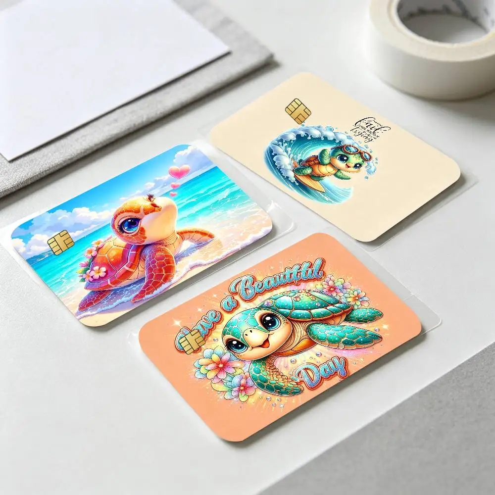 Cute Sea Turtle Series Card Stickers for Bank Access Protective Waterproof Film Cover Sticker Surprise Gift