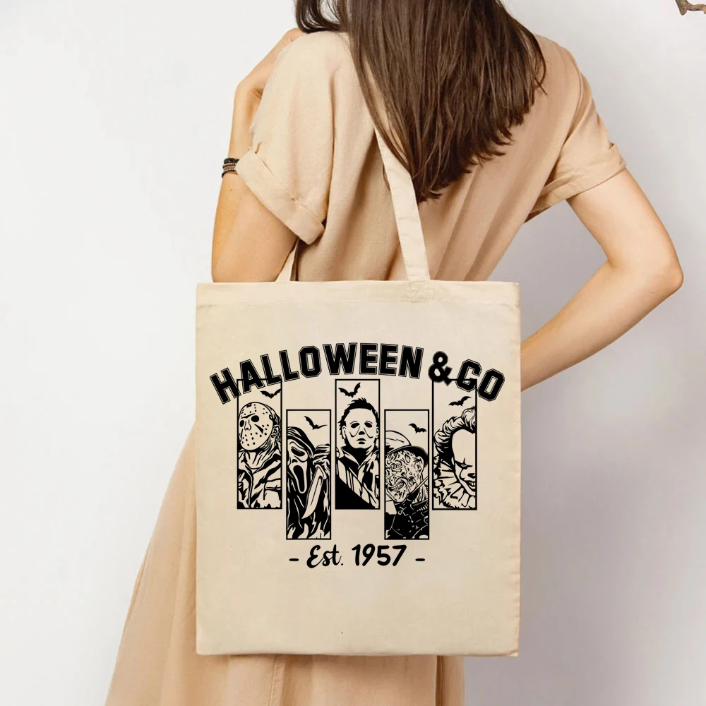 Halloween Horror Movie Killers SVG Tote Bags Halloween Horror Friends Svg Borse per lo shopping da donna Borse per film horror Svg