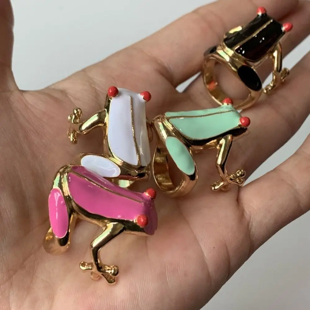 Anillo de aceite de goteo de rana, accesorios de joyería geométrica, anillo de pintura, diseño minoritario, anillo esmaltado de estilo coreano para amigo