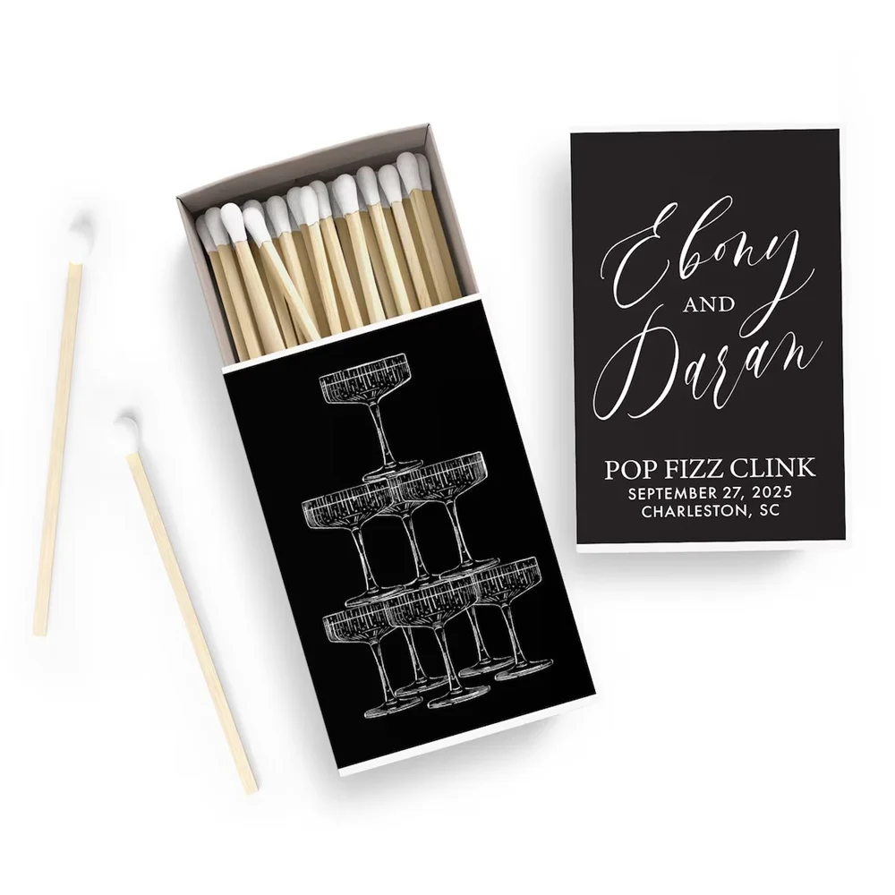 Personalized Matches - Wedding Favors - Champagne Tower - Reception Favors - Bridal Shower - Engagement - Custom Party