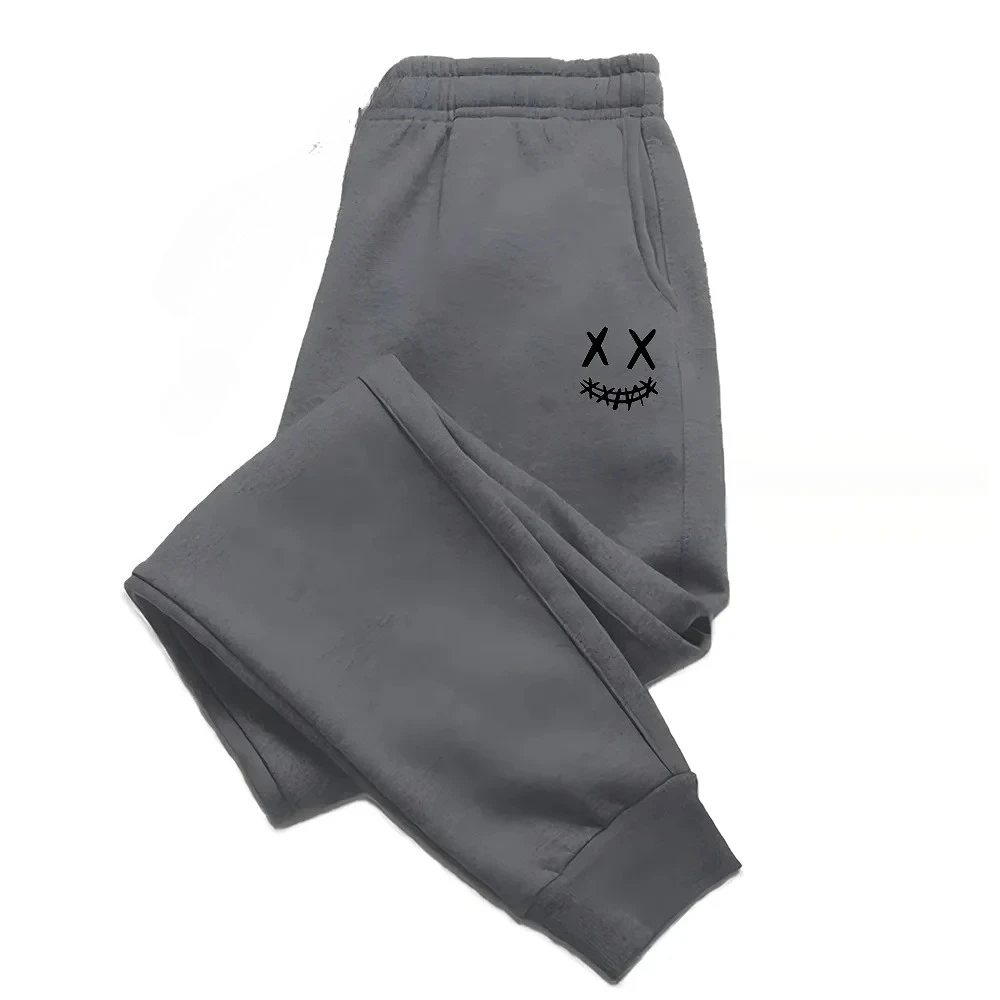 سراويل كاجوال بتصميم بسيط مطبوع عليه ابتسامة الشيطان للأولاد للخريف والشتاء، نسيج ناعم ومريح