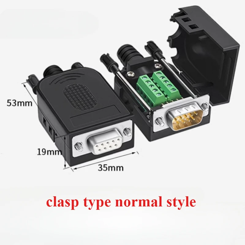 1/3/5Pcs/lot DB9 RS232 Connector D-SUB 9 Pin Male Female Plug RS485 Breakout Terminals COM 21~24AWG Wire Solderless Connectors