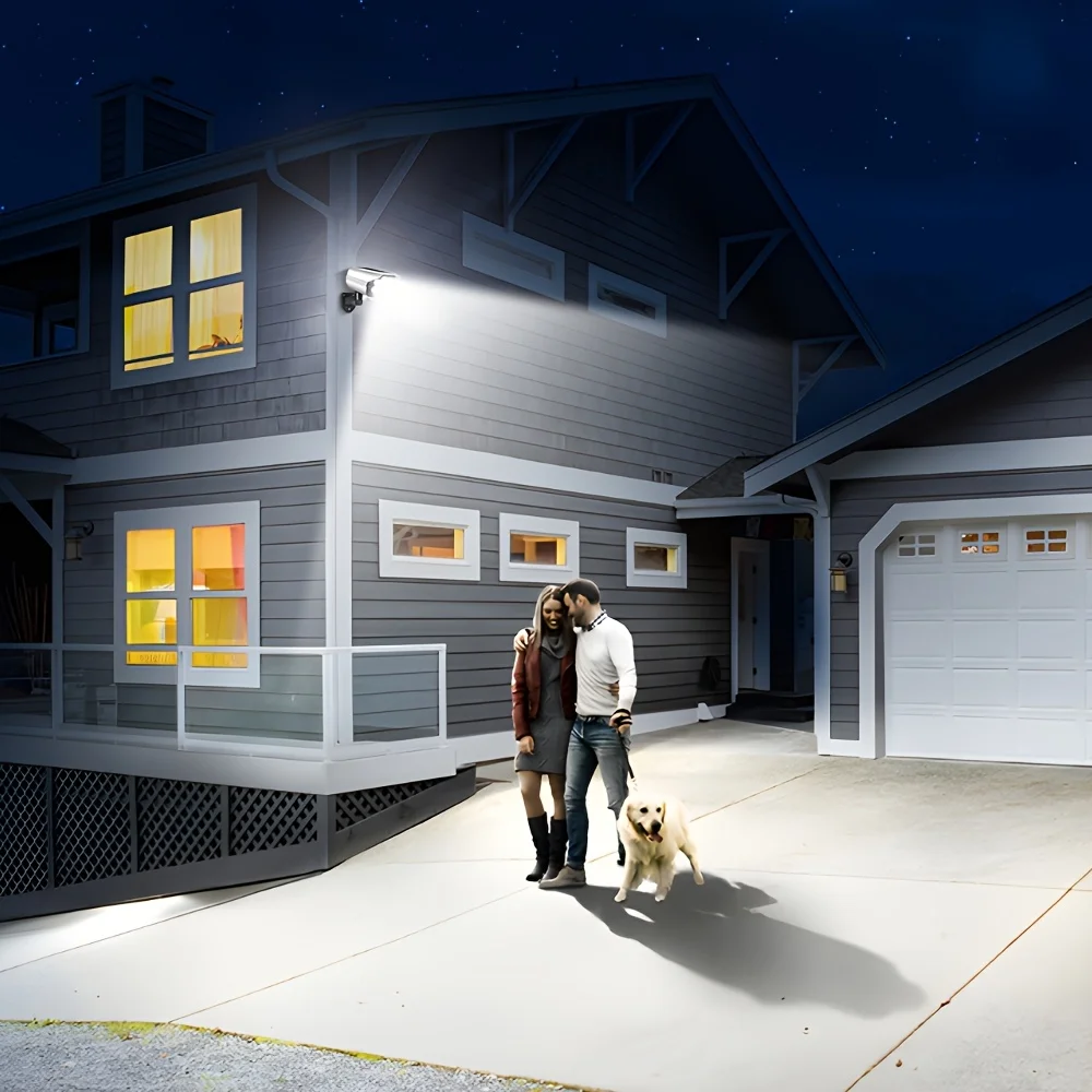 77LED Solarleuchte, Simulierte Sicherheitskamera, Bewegungssensor, Außen-Nachtlicht, IP65 Wasserdichte Lampe, 3 Modi für Haus und Garten – Detail 11