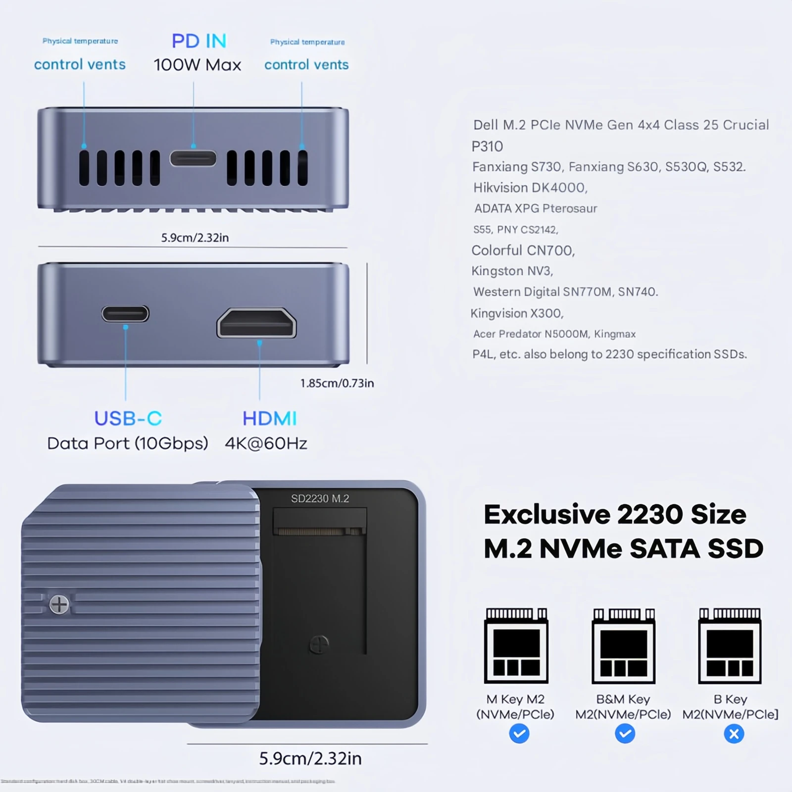 Magnetic hard disk box SSD solid state 2230 with fan PD fast charging typec3.2 thunderbolt mobile phone mobile hard disk box