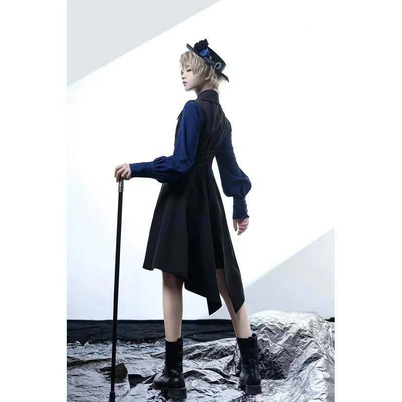 

Ouji Black and Blue Vintage Lolita Middle Ages Little Prince Long Vest by Princess Chroniclesx;8's,6;