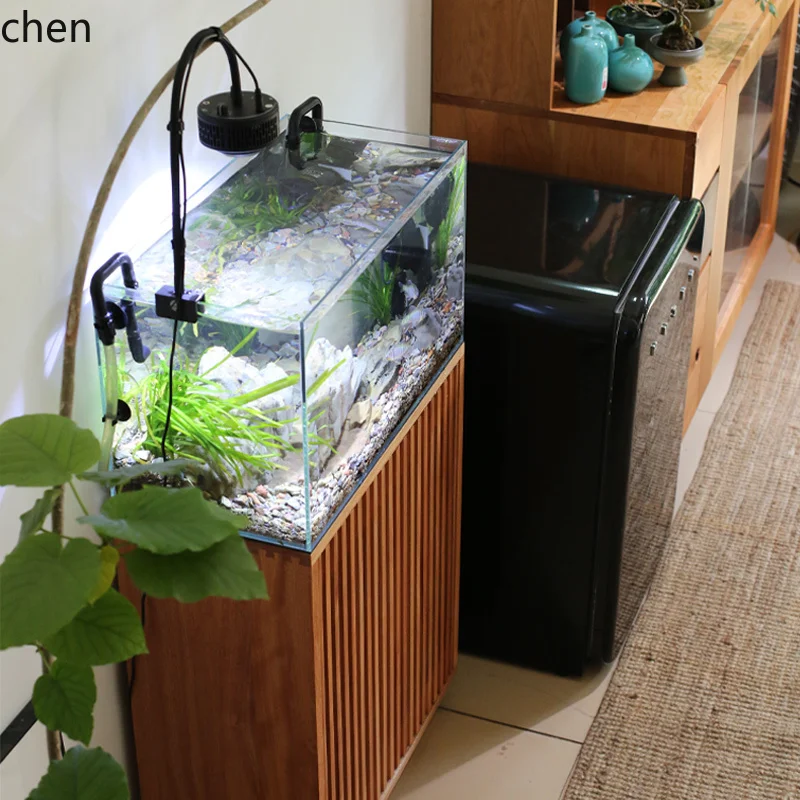 WL log wind bottom cabinet living room medium floor ecological landscaping full set of native fish tank