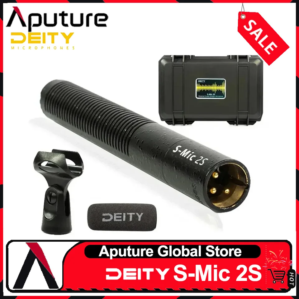 Aputure Deity S-Mic 2S Supercardioid Shotgun Microphone Super Lownoise -50-20khZ Directional Hanging Mic for Video Shooting