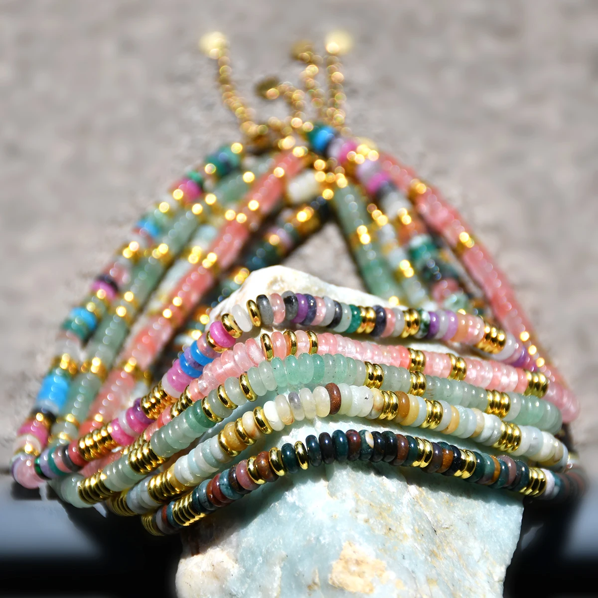 Colorful Natural Stone Beaded Necklace Bohemian Women\'s Fashionable Sweet And Personalized Handmade Jewelry Festvial Party Gift