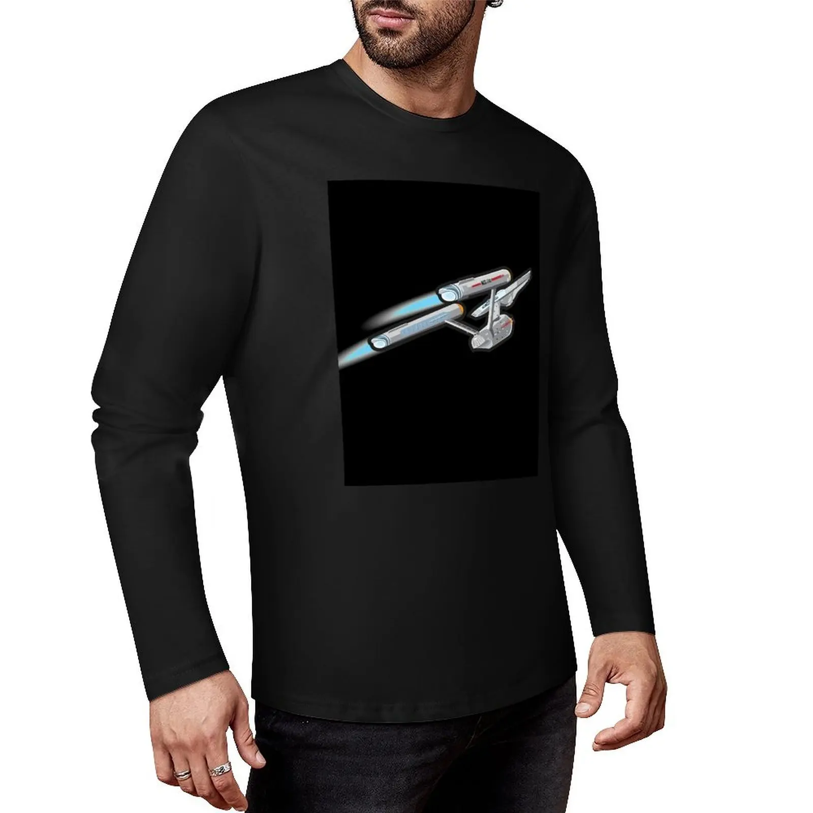 

Классическая длинная футболка Enterprise, топы больших размеров, блузка, футболки по индивидуальному заказу, белые футболки для мальчиков, футболки для мужчин