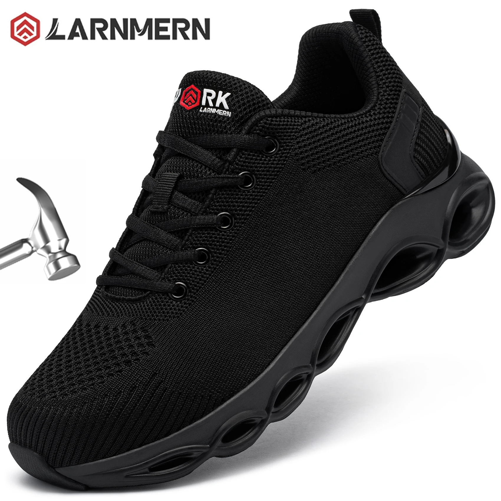 

LARNMERN Mens Safety Shoes Anti-smash Steel Toe Shoes Breathable EVA Sole Work Sneakers for Men