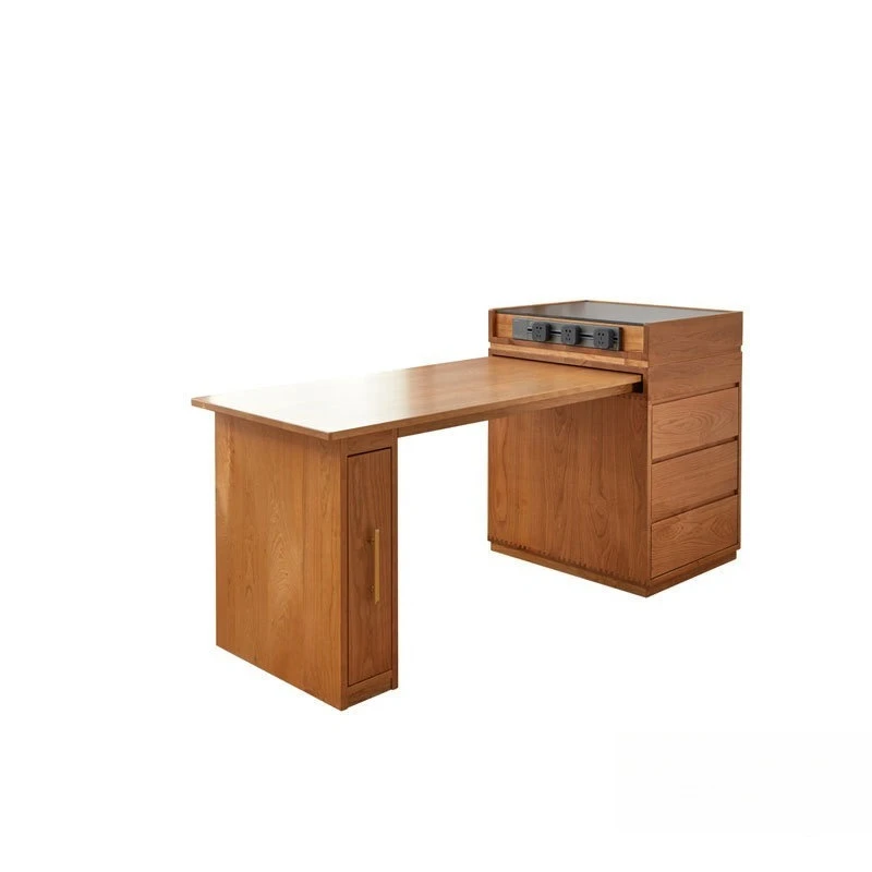 

All solid wood, cherry wood, island dining table integrated, simple, rock slab bar, small apartment restaurant