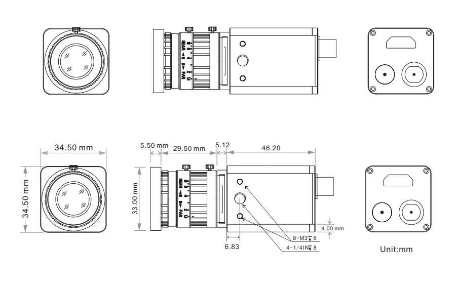 160dB WDR 1080P Mini Industrial Machine Vision Camera for  Laser Welding Inspection with BNC or HDMI-compatible Port