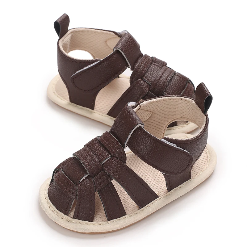 Sommer 0–1 Jahre alte männliche Babyschuhe mit weicher Sohle, rutschfeste und atmungsaktive Babysandalen, lässige Wanderschuhe